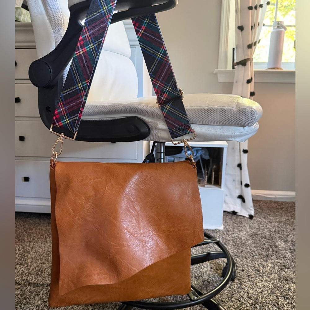 Social Threads Faux leather messenger flap bag